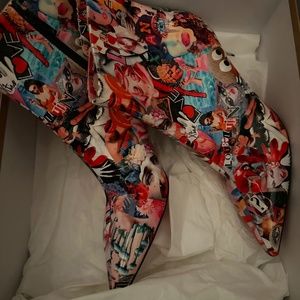 Christian Louboutin EPIC 70 Patent Metal Pik Heel Booties Ankle Boots